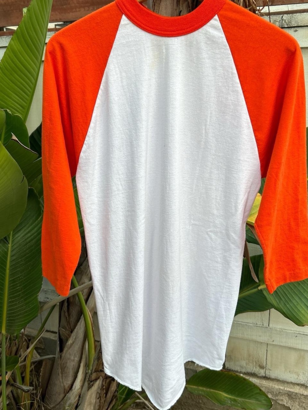 Vintage 1980s Soffe Shirts USA Orange White Raglan Baseball Tee M